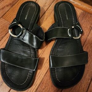 Addiction Black Sandals with Silver Rings